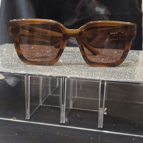 Quay Australia Drive In Square Sunglasses- Dark Tort Frame / Brown Lens main image 8